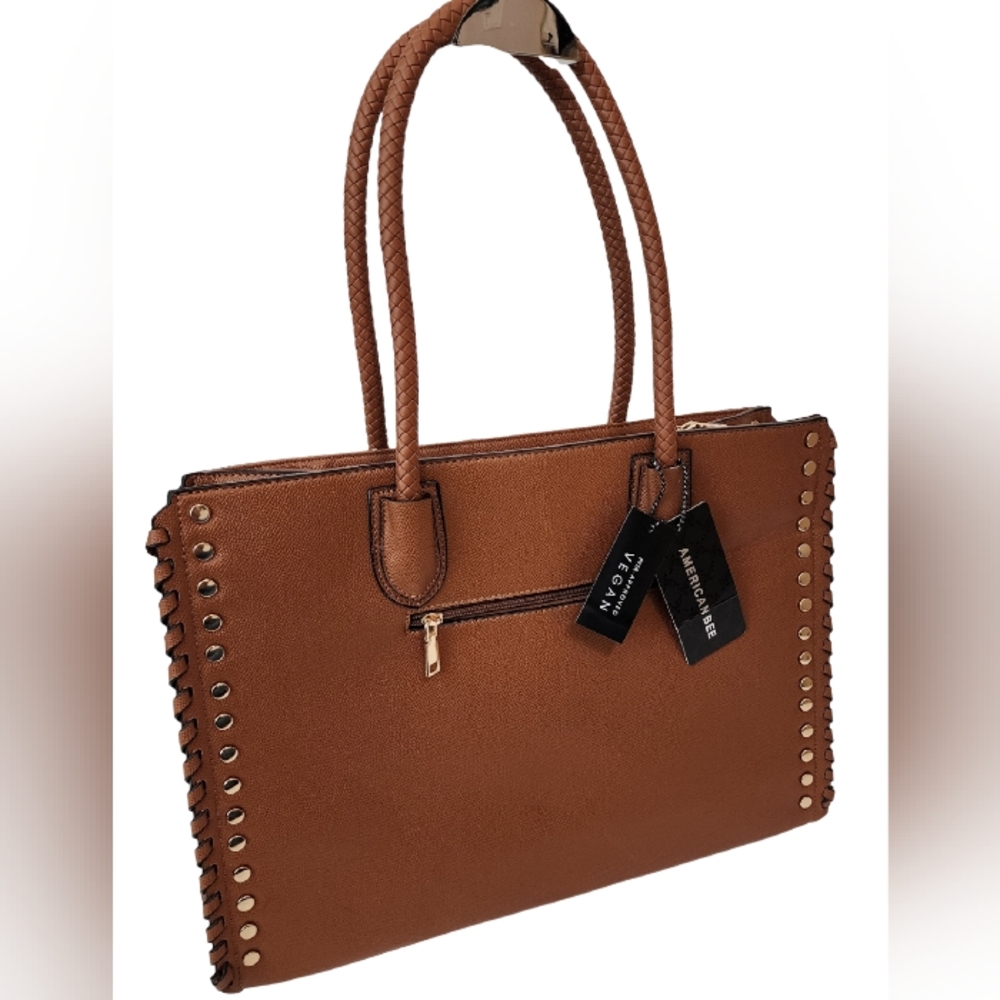 NEW American Bee Purse Vegan Leather Brown Color